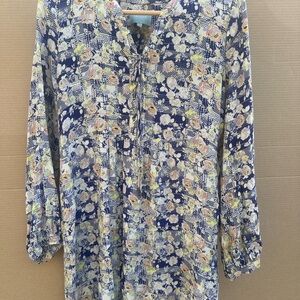 Skies Are Blue Floral Midi Dress - Blue, Yellow, White